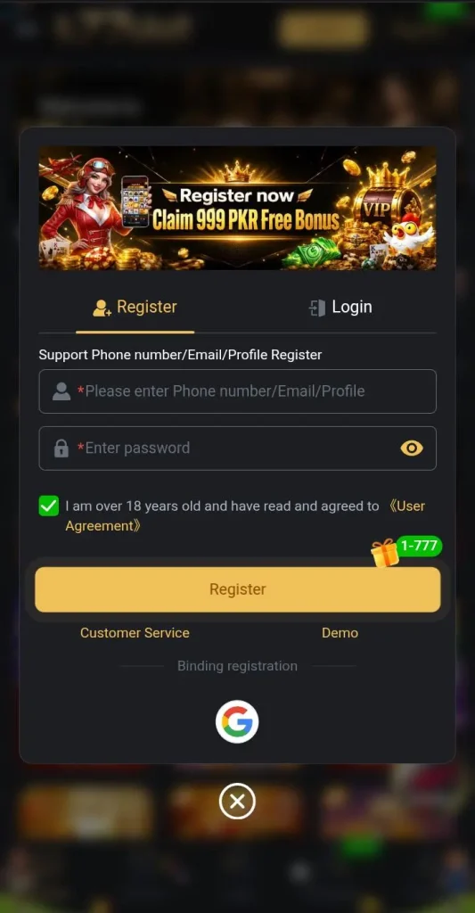Register on K77slots