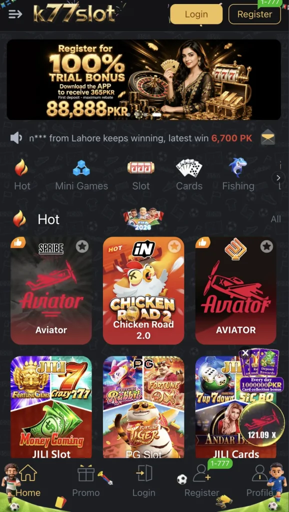 Games on K77 slot